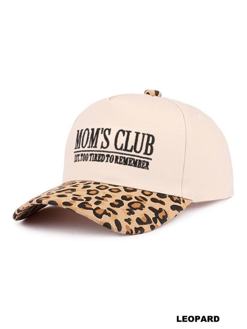 Beige Baseball Cap with Leopard Brim - Picture 2 of 4